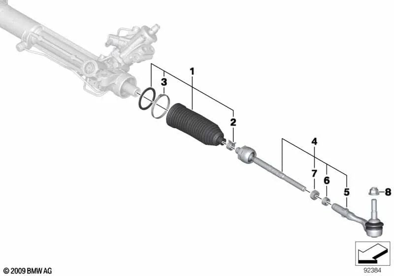 Kit de reparación de fuelle para BMW Serie 5 F07, F10, F11, F18, Serie 6 F06, F12, Serie 7 F01N, F02N, X6 E72 (OEM 32106791561). Original BMW.