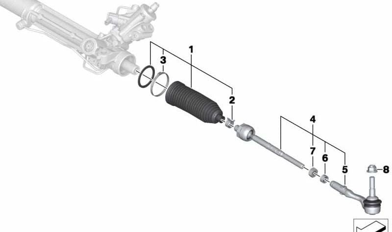 Steering rod for BMW E60, E61, E63, E64 (OEM 32106777479). Original BMW