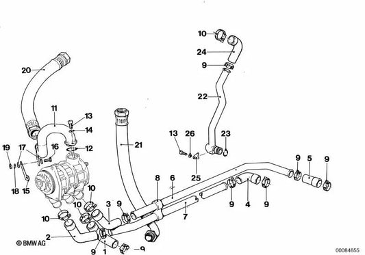 Tubería de aceite para BMW 1' E87, 3' E46, E90, 5' E60, E61, 7' F01, F02 (OEM 17221304673). Original BMW.