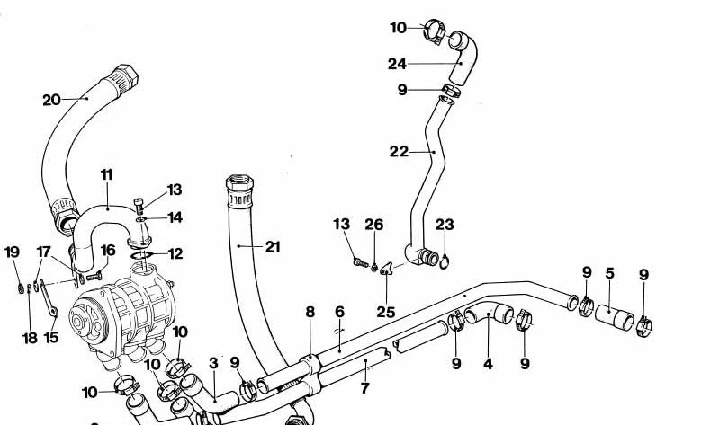 Manguera de aceite OEM 11421304622 para BMW (Modelos compatibles: E30, E34, E36, E46, Z3). Original BMW