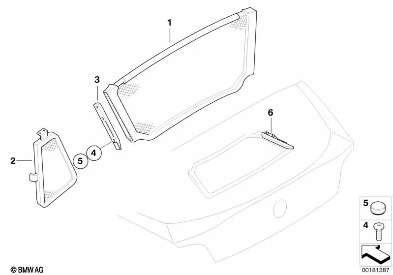 Recepción cortavientos izquierda para BMW Z4 E85 (OEM 54707129831). Original BMW.