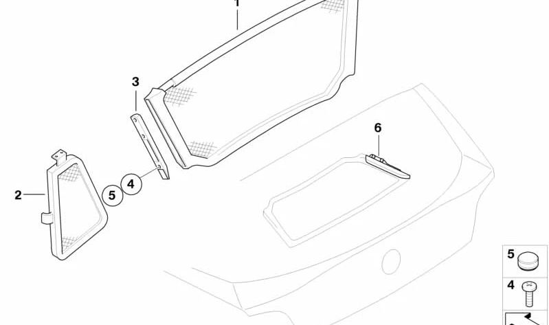 Soporte cortavientos derecho para BMW Z4 E85 (OEM 54347129832). Original BMW