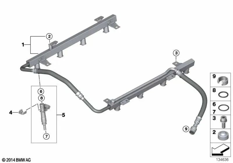 Tubo de inyección para BMW E60, E61, E63, E64, E65, E66 (OEM 13537534743). Original BMW.