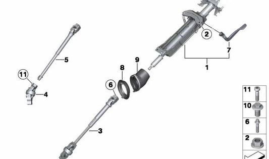 Lenkspindel inferior con doble articulación para BMW X3 F25, X4 F26 (OEM 32306787335). Original BMW