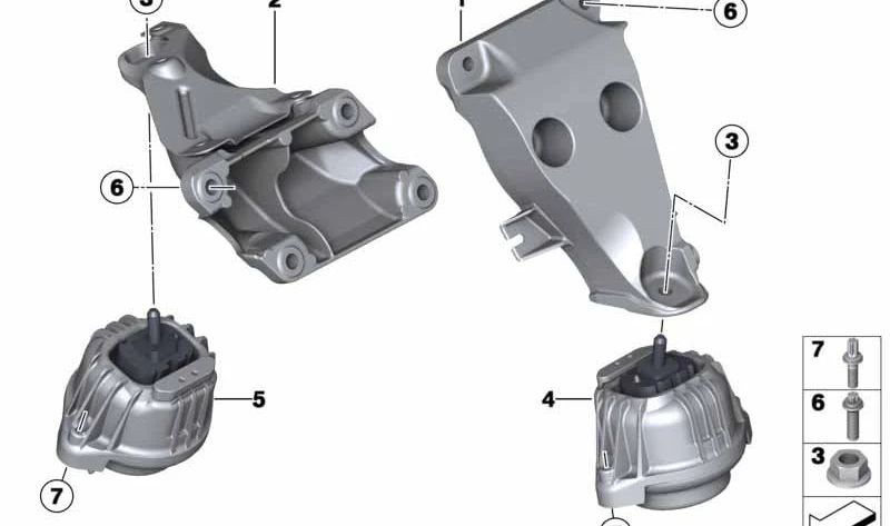 Suporte ao motor OEM 22116768853 para BMW E81, E82, E87, E88, E90, E91, E92, E93, E84, E89. BMW original.