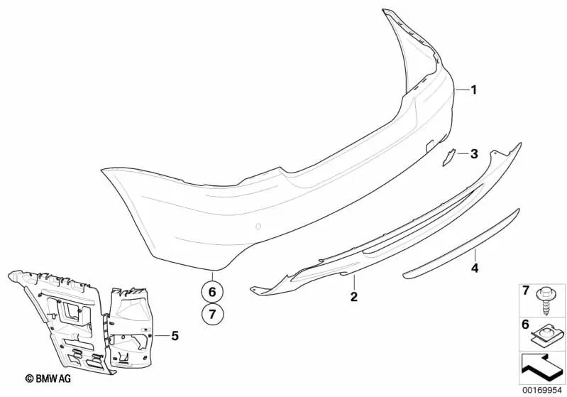 Guía izquierda para BMW E82, E88 (OEM 51128045507). Original BMW