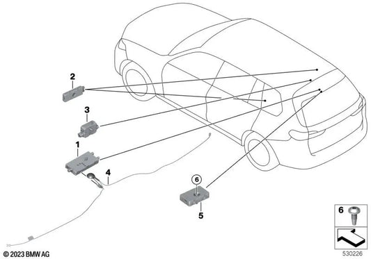 Sondenantenne für BMW F95, G05, G18, G07 (OEM 65206839356). Original BMW