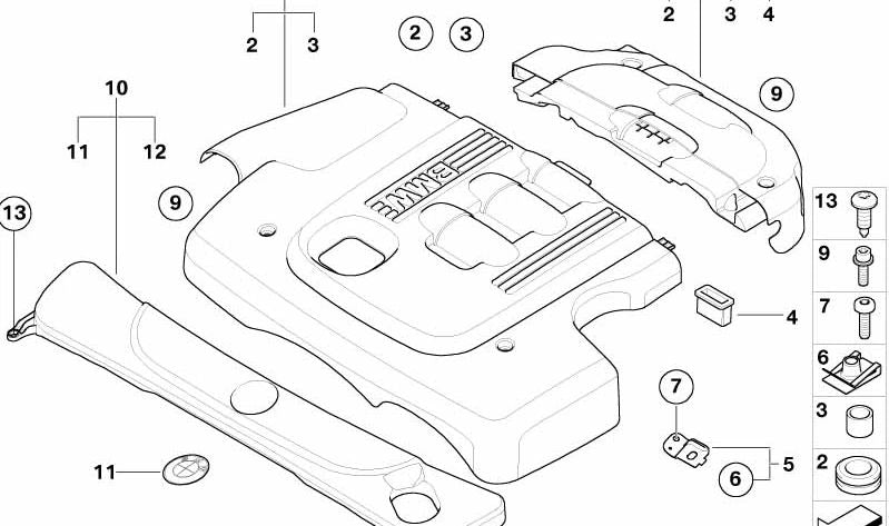 Cubierta de Diseño para Radiador BMW Serie 5 E60, E61 (OEM 11147801282). Original BMW