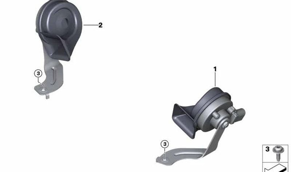 Claxon electrónico bajo OEM 61335A6FE52 para BMW G01, G08, F97, G02, F98. Original BMW.