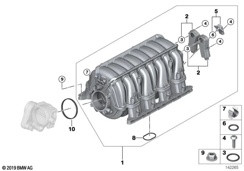 Intake system for BMW E60, E61, E63, E64, E65, E66, E70 (OEM 11617531618). Original BMW