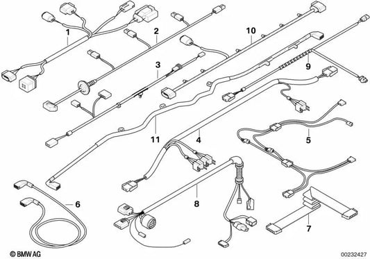 Cableado del parachoques trasero para BMW E63N, E64N (OEM 61129126978). Original BMW.