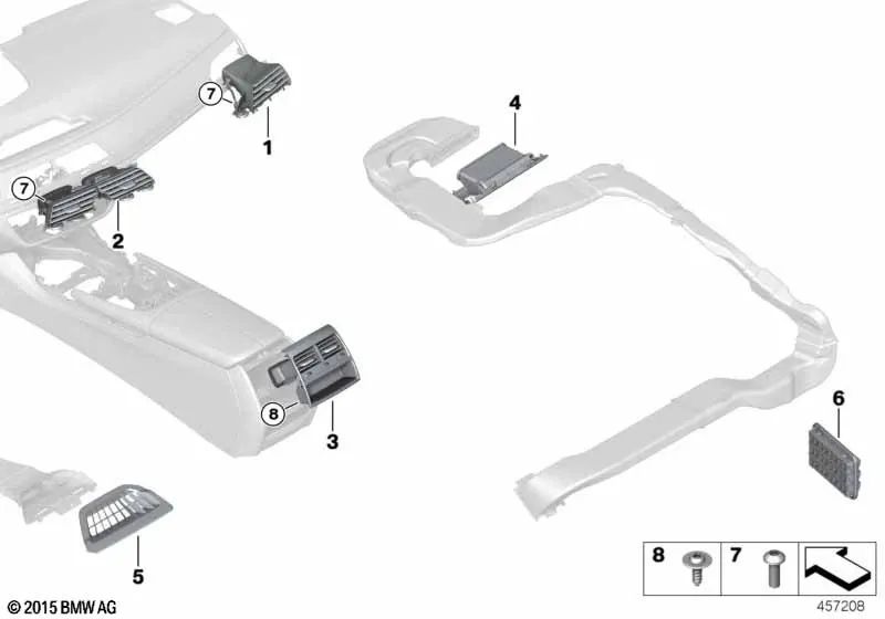 Rejilla de aire fresco para BMW Serie 7 G11, G11N, G12, G12N (OEM 64229301744). Original BMW.