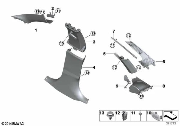 Blende columna D izquierda para BMW F36 (OEM 51437326211). Original BMW