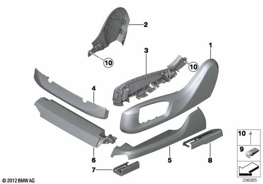 Cubierta de riel del asiento delantero izquierdo para BMW Serie 7 G11, G12 (OEM 52107408209). Original BMW.