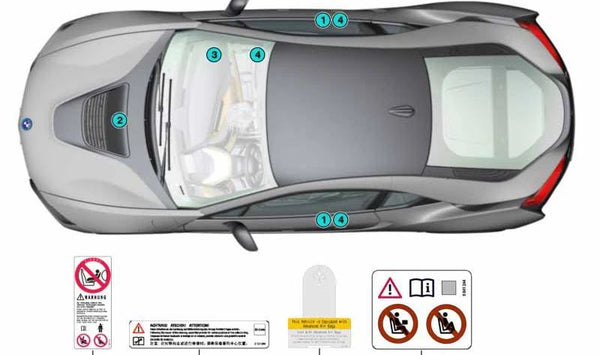 Etiqueta de advertencia airbag pasajero OEM 07149241480 para BMW E81, E82, E87, E88, F20, F21, F22, F23, F45, E36, E46, E90, E91, E92, E93, F30, F31, F34, F80, F32, F33, F36, F82, F83, E34, E39, E60, E61, F07, F10, F11, E63, E64, F06, F12, F13, E38,