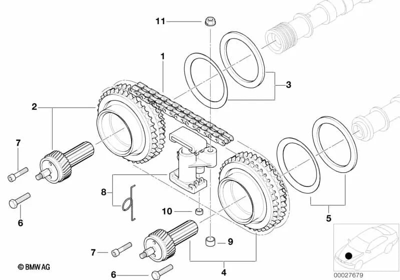 Cadena para BMW E39, E52 (OEM 11311406167). Original BMW