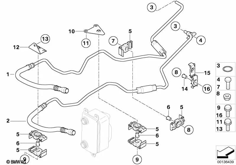 Ölkühlrohr für BMW 7er E65, E66 (OEM 17227570975). Original BMW