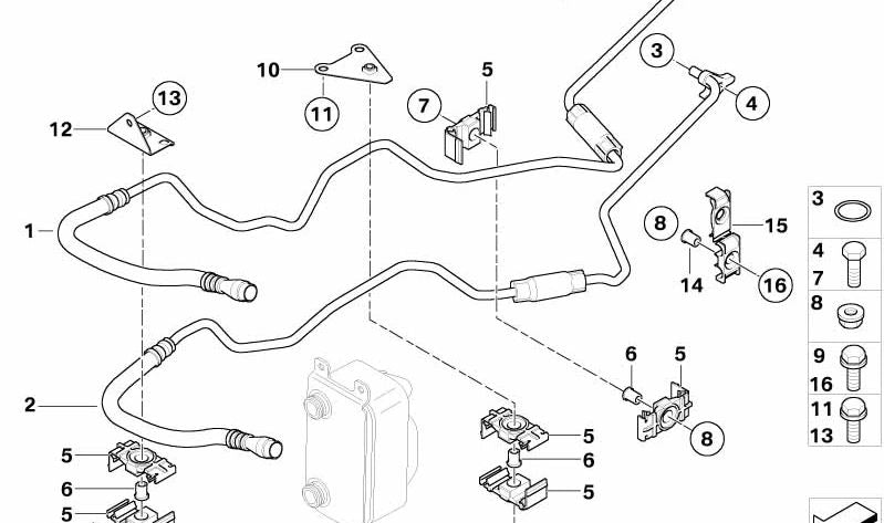 Tubería de aceite OEM 17227508028 para BMW Serie 7 (E65, E66). Original BMW.