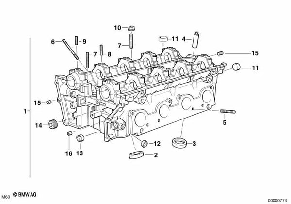 Asiento de válvula de escape para BMW Serie 5 E39, Serie 7 E38, Serie 8 E31, X5 E53, Z8 E52 (OEM 11121432427). Original BMW