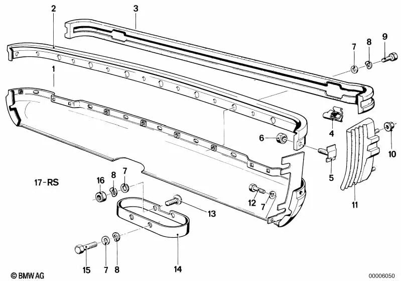 Goma trasera para BMW Serie 6 E24 (OEM 51121839142). Original BMW