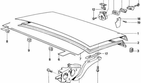 Placa intermedia OEM 51241862344 para BMW E12, E28, E24. Original BMW.