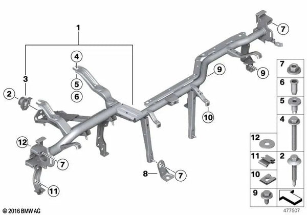 Soporte del Panel de Instrumentos para BMW Serie 3 F30, F31, F34, F35, F80 Serie 4 F32, F33, F36, F82 (OEM 51459291317). Original BMW.