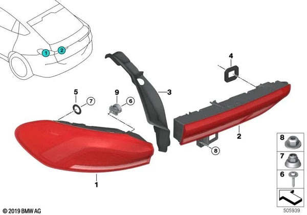 Tira De Canalón Piloto Trasero Izquierda/Derecha Para Bmw G06 F96. Original Recambios