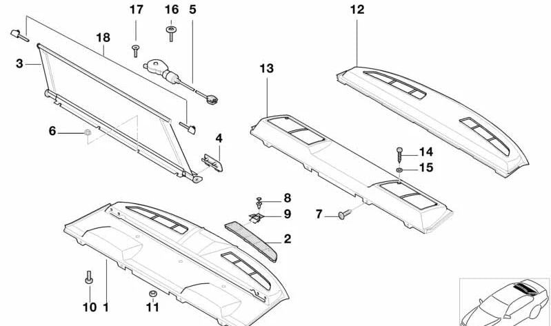 Front-Subwoofer-Regal für BMW E38 (OEM 51468174153). Original BMW