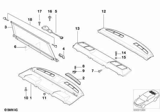 Electric sun protection blind for BMW E38 (OEM 51468156220). Original BMW.