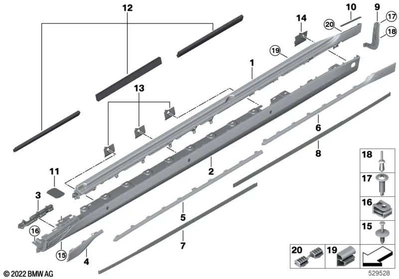 Cubierta lateral Inferior Derecha para BMW G70 (OEM 51775A62B48). Original BMW