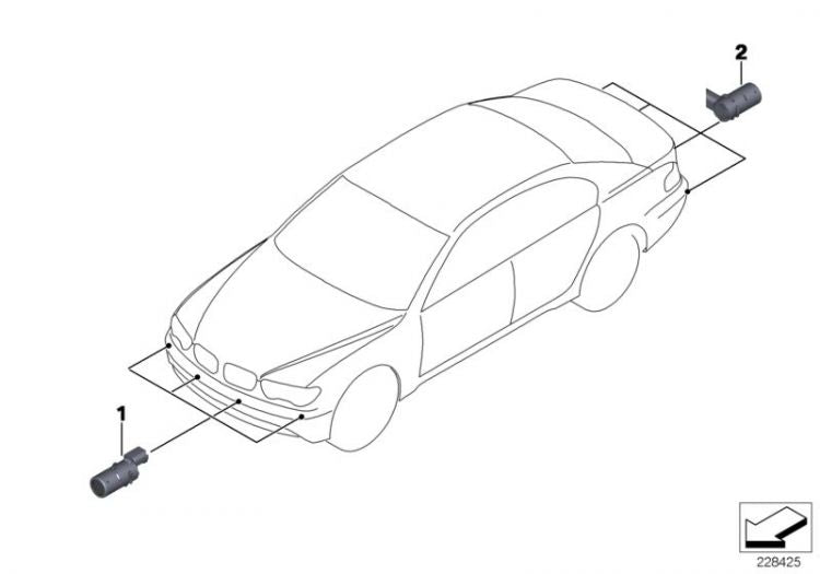 Sensor Aparcamiento Ultrasónico Frontal Plata Titanio M354 Para Bmw E66 E65. Original Recambios