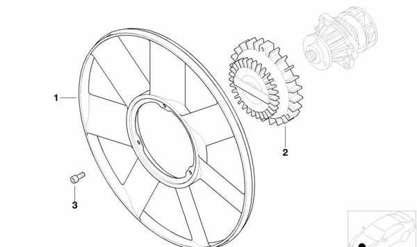 Ventilador de embrague (viscocoplador) OEM 17417789256 para BMW E46, E65, E53. Original BMW.