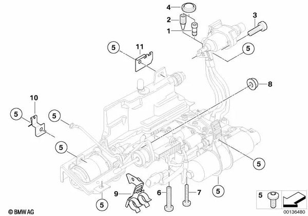 Clip de sujeción para BMW E46, E60, E61, E63, E64, E85 (OEM 23017507084). Original BMW