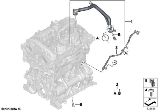 Tubo de Ventilación del Motor para BMW Serie 5 G60, X5 G18N, X6 G06N (OEM 11159470813). Original BMW.