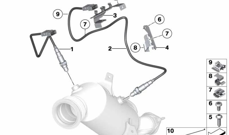 Soporte (Halter) para catalizador OEM 11787594037 para BMW E82, E88, F20, F21, E90, E91, E92, E93, F30, F31, F34, F35, F32, F07, F10, F11, F18, F06, F12, F13, F01, F02, E84, F25, F26, E70, E71. Original BMW.