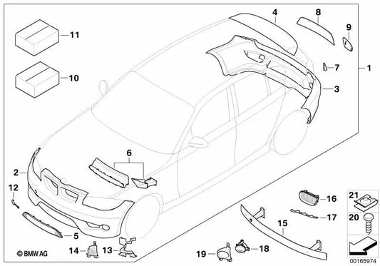 Soporte de faro antiniebla derecho para BMW Serie 1 E81, E87, E87N (OEM 51117118152). Original BMW.