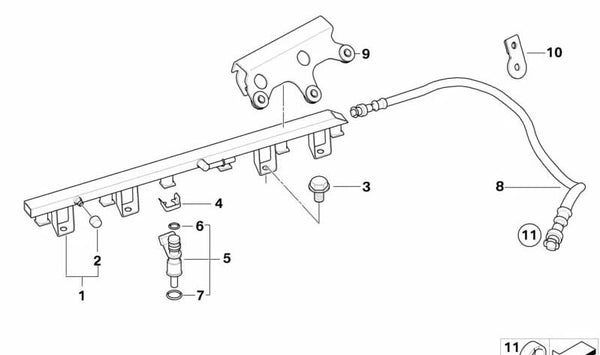 Manguera de combustible para BMW E85, E86 (OEM 13537572756). Original BMW.