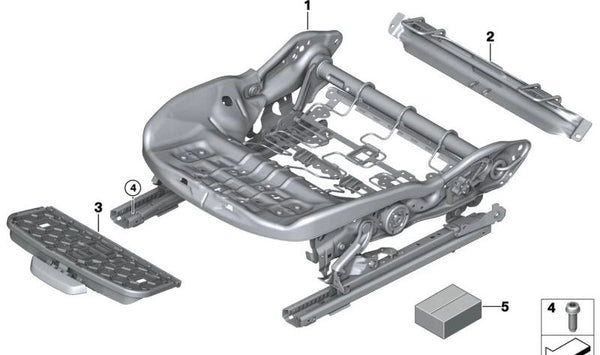 Mecanismo de asiento eléctrico izquierdo para BMW Serie 1 F70, Serie 2 U06, X1 U11, U12, X2 U10, X3 G45, MINI F65, U25 (OEM 52107911651). Original BMW