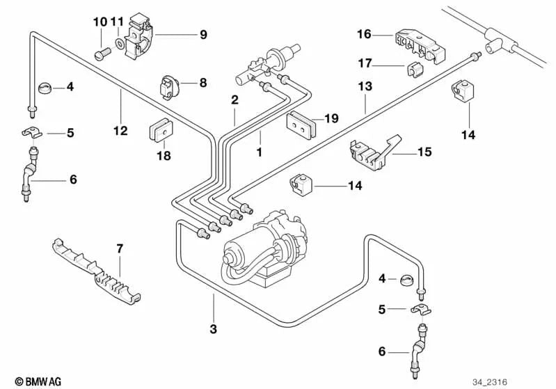 Tubos de freno para BMW E46, E70, F30 (OEM 34326755506). Original BMW.