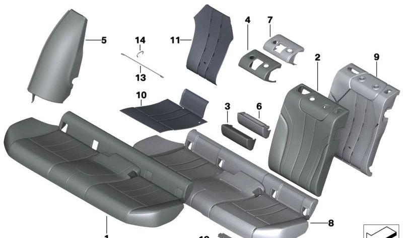 Panel lateral de cuero derecho para BMW G31, G31N (OEM 52207456312). Original BMW