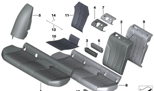 Panel lateral de cuero derecho para BMW Serie 5 G31, G31N (OEM 52207456308). Original BMW