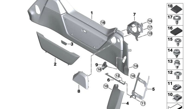 Clip para BMW I01, I15 (OEM 07147336455). Original BMW.