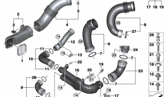 Conducto de Aire Limpio para BMW X3 F97, F97N, X4 F98, F98N (OEM 13718053373). Original BMW.