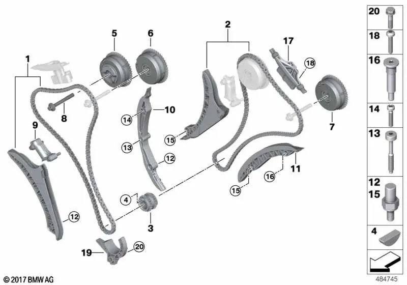 Exhaust Camshaft Adjustment Unit for BMW F01, F02, G12 (OEM 11367567499). Original BMW