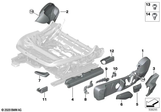 Blende del asiento exterior derecho para BMW G42, G87, G22 (OEM 52209475880). Original BMW.