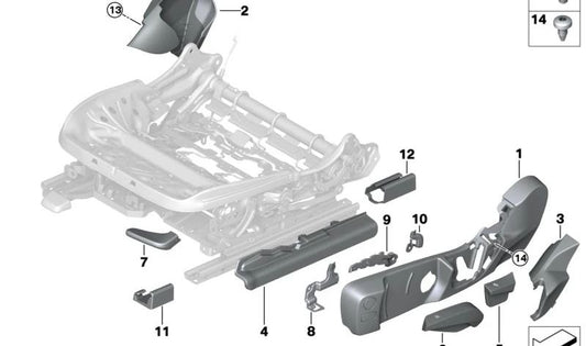 Embells Embels Extérieur à gauche du siège OEM 5210946607 pour BMW G42, G87, G22. BMW d'origine.