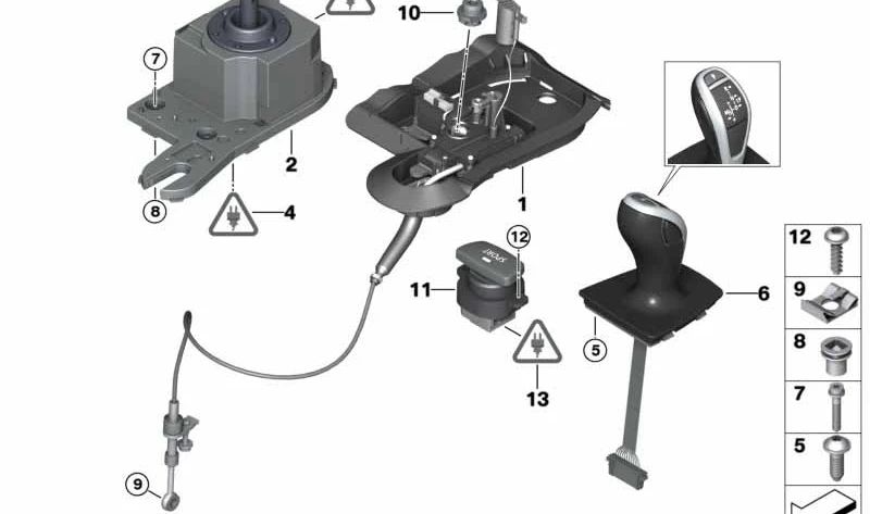 Pomo de Cambio Selector de Marchas para BMW Serie 3 E92, E93 (OEM 61319133067). Original BMW