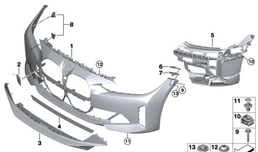 Paragolpes delantero imprimado OEM 51115A0F326 para BMW (Modelos compatibles: G26, E12). Original BMW.