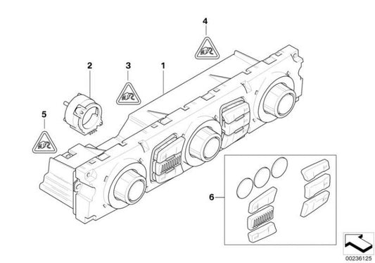 Set De Botones / Caperuzas Reparación Mando Climatización Para Bmw Serie 5 E6X. Original Recambios