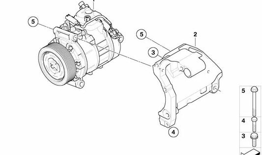 Compresor de aire acondicionado OEM 64529160816 para BMW E60, E61, E63, E64. Original BMW.